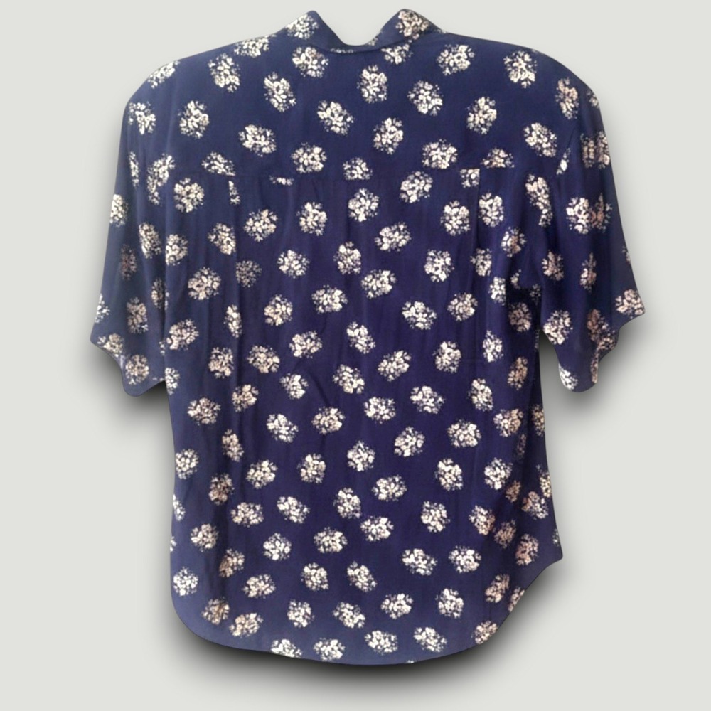 Bonnie & Norma Blouse Womens 4 Navy Blue Floral Button USA Retro, Cottagecore - Picture 4 of 6